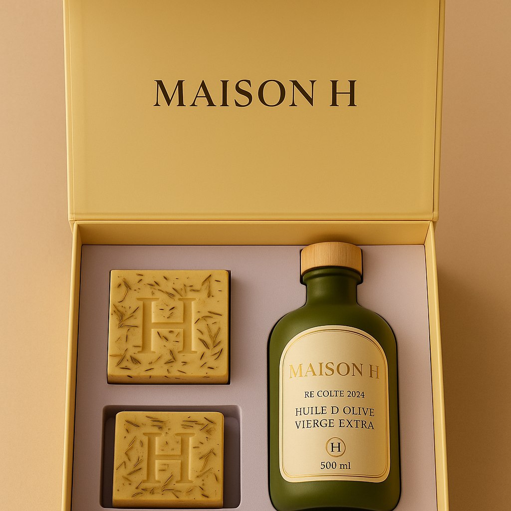 Maison H Gift Box – Ceramic Bottle + Olive Oil Soap