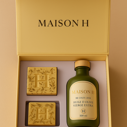 Maison H Gift Box – Ceramic Bottle + Olive Oil Soap