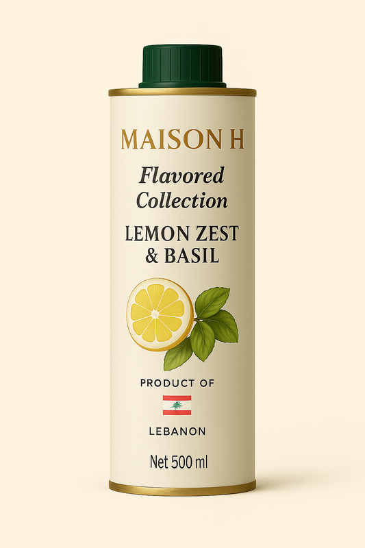 Maison H – Basil & Lemon Zest Infused Olive Oil (500ml)